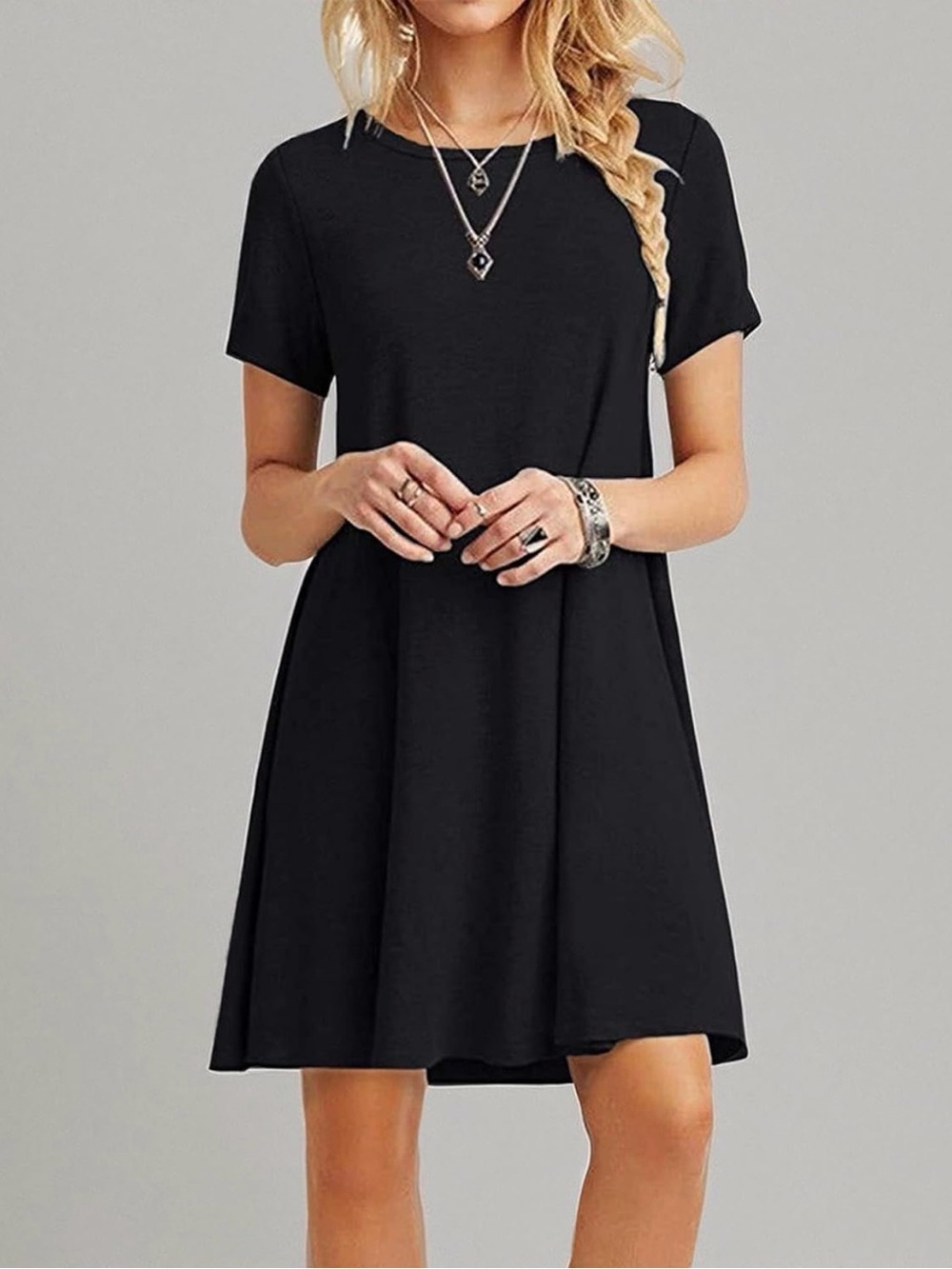 NWT Everyday Black Short-Sleeve Mini Dress, XS